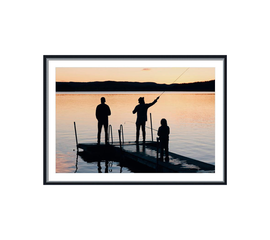 Classic Black wooden frame with silver line