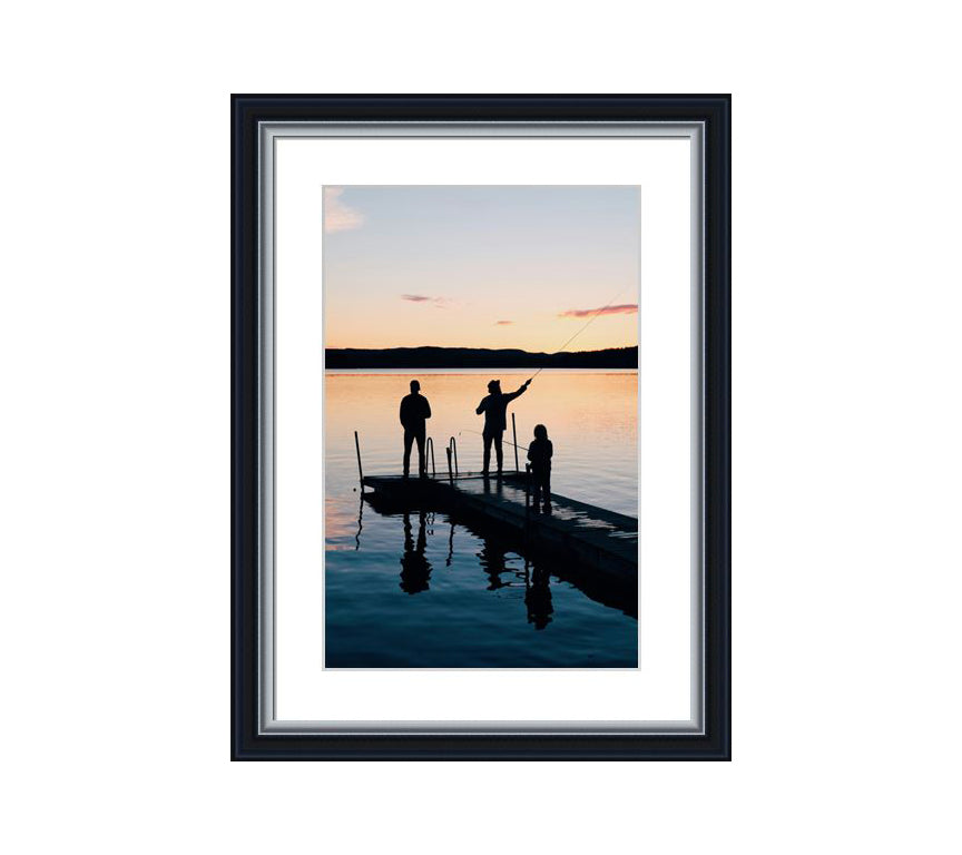 Classic Black wooden frame with silver line